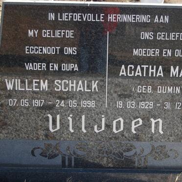 VILJOEN Willem Schalk 1917-1998 &amp; Agatha Maria DUMINY 1929-2000