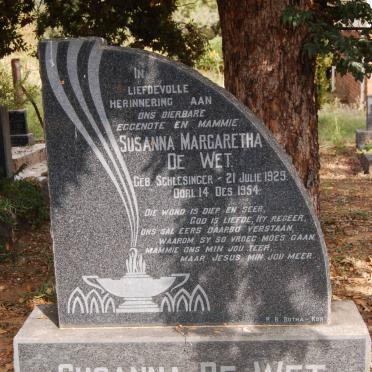 WET Susanna Margaretha, de nee SCHLESINGER 1929-1954