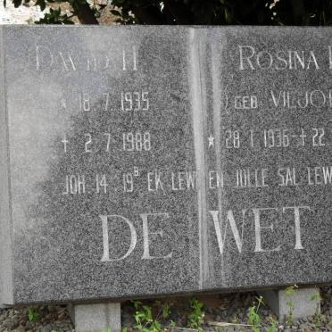 WET Dawid H., de 1935-1988 Rosina E. VILJOEN 1936-2002