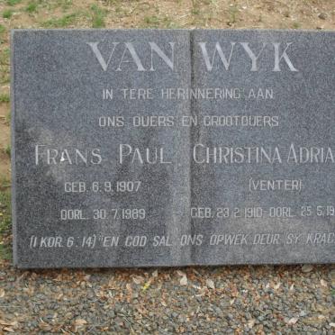 WYK Frans Paul, van 1907-1989 &amp; Christina Adriana VENTER 1910-1993