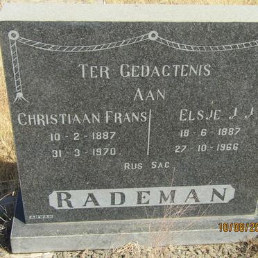 RADEMAN Christiaan Frans 1887-1970 &amp; Elsie J.J. 1887-1966