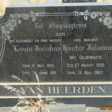 HEERDEN Louis Jacobus, van 1895-1961 &amp; Hester Johanna GILDENHUYS 1895-1987