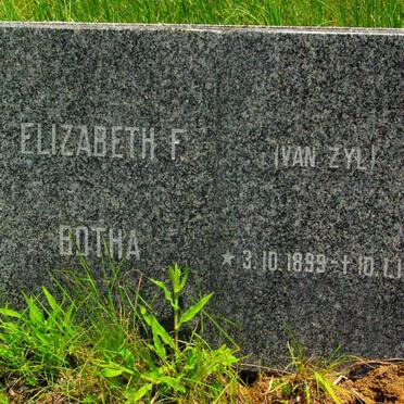 BOTHA Elizabeth F. nee VAN ZYL 1899-1972