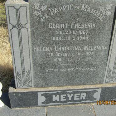 MEYER Gerrit Frederik 1867-1944 &amp; Helena Christina Willemina  SEVENSTER  1875-1971