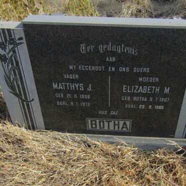 BOTHA Matthys J. 1906-1972 &amp; Elizabeth M. BOTHA 1907-1985