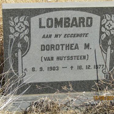 LOMBARD Dorothea M. nee VAN HUYSSTEEN 1903-1977