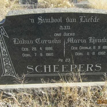 SCHEEPERS Lukas Cornelis 1886-1960 &amp; Maria Hendrika CRONJE 1884-1962