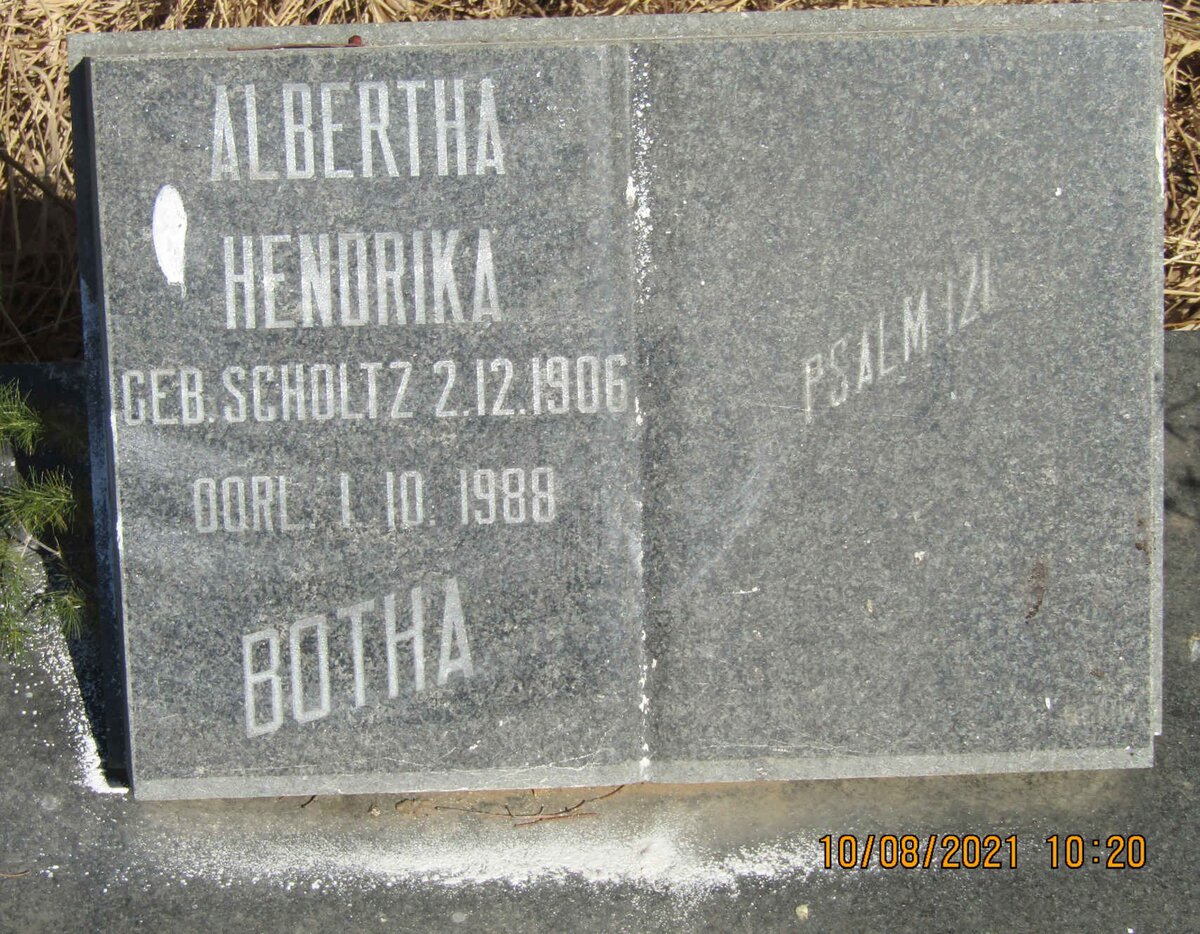 BOTHA Albertha Hendrika nee SCHOLTZ 1906-1988