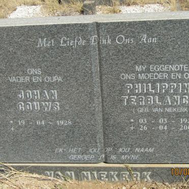 NIEKERK Johan Gouws, van 1928-  &amp; Phillipina Terblance VAN NIEKERK 1923-2002