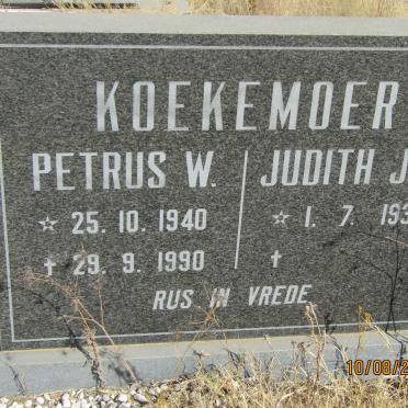 KOEKEMOER Petrus W. 1940-1990 &amp; Judith J. E. 1939-