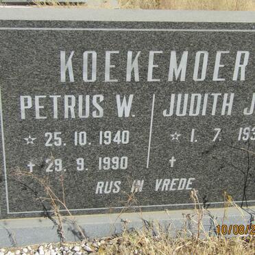 KOEKEMOER Petrus W. 1940-1990 &amp; Judith J. E. 1939-