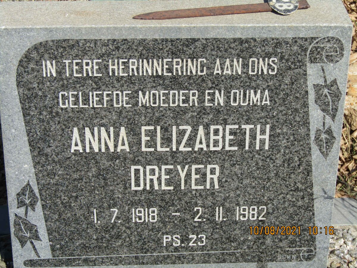 DREYER Anna Elizabeth 1918-1982