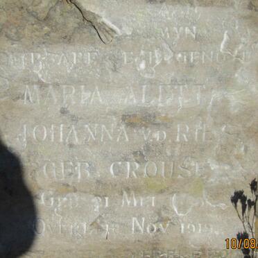 RIET Maria Aletta Johanna, van der nee CROUSE -1918