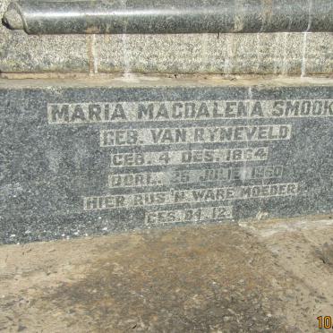 SMOOK  Maria Magdalena nee VAN RYNEVELD 1864-1960