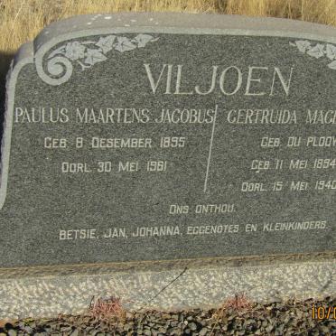 VILJOEN Paulus Maartens Jacobus 1895-1961 &amp; Gertruida Magdalene DU PLOOY 1894-1940