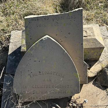 SCHOEMAN Anna Sophia nee V.D. WESTHUIZEN 1893-1931