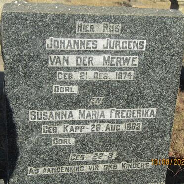 MERWE Johannes Jurgens, van der 1874- &amp; Susanna Maria Frederika KAPP 1883-