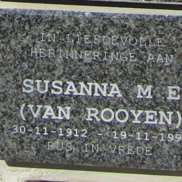 ROOYEN Susanna M.E., van 1912-1997