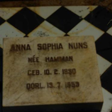 NUNS Anna Sophia nee HAMMAN 1890-1959