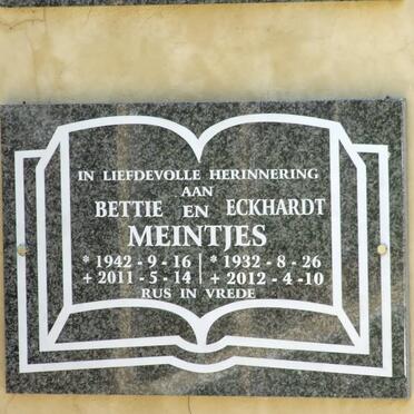 MEINTJES Eckhardt 1932-2012 &amp; Bettie 1942-2011