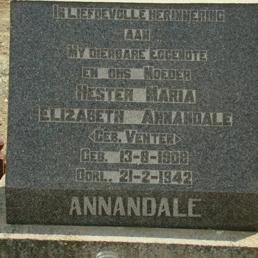 ANNANDALE Hester Maria Elizabeth nee VENTER 1908-1942