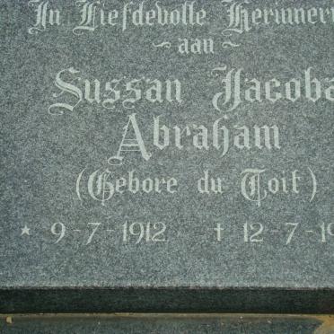 ABRAHAM Sussan Jacoba nee DU TOIT 1912-1986