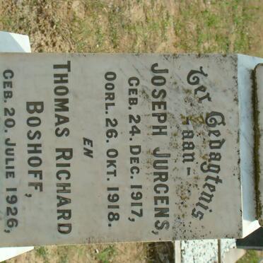 BOSHOFF Joseph Jurgens 1917-1918 :: BOSHOFF Thomas Richard 1926-1927