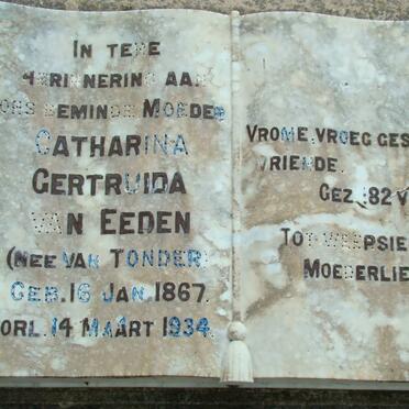 EEDEN Catharina Gertruida, van nee VAN TONDER 1867-1934