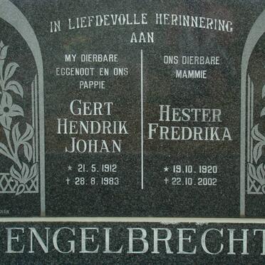 ENGELBRECHT Gert Hendrik Johan 1912-1983 &amp; Hester Fredrika 1920-2002