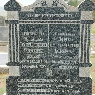 EKSTEEN Ryno Michael 1880-1942 &amp; Maria Elizabeth BOSHOFF 1881-1957