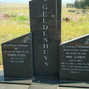 GELDENHUYS Hendrik Petrus 1909-2005 &amp; Maria Elizabeth DE WET 1912-1981