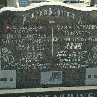 GELDENHUYS Daniel Jacobus Steyn 1878-1960 &amp; Maria Catharina Elizabeth PRINSLOO 1893-1973