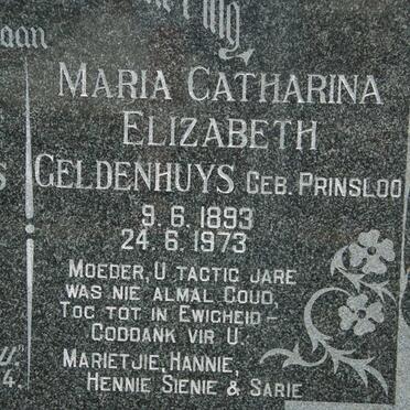 GELDENHUYS Maria Catharina Elizabeth nee PRINSLOO 1893-1973