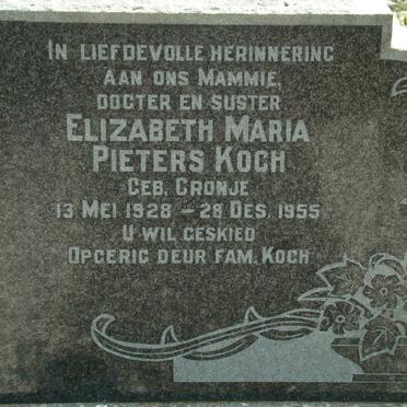 KOCH Elizabeth Maria Pieters nee CRONJE 1928-1955