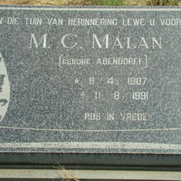 MALAN M.C. nee ADENDORFF 1907-1991