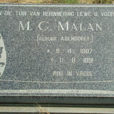 MALAN M.C. nee ADENDORFF 1907-1991