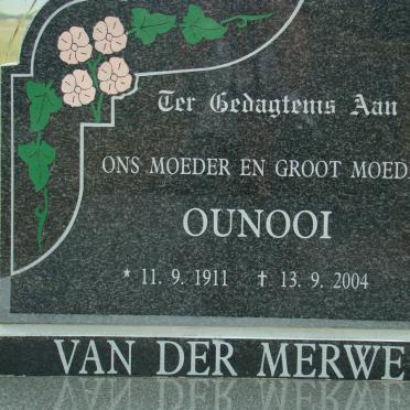 MERWE Ounooi, van der 1911-2004