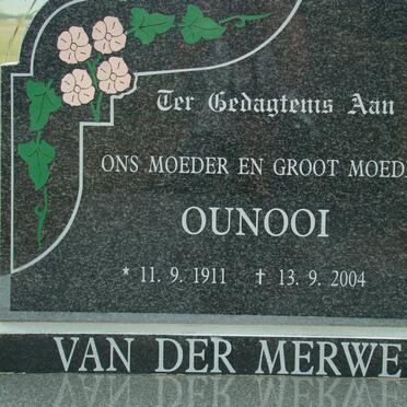 MERWE Ounooi, van der 1911-2004