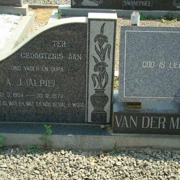 MERWE A.J., van der 1904-1973 &amp; E.A. 1920-1972 