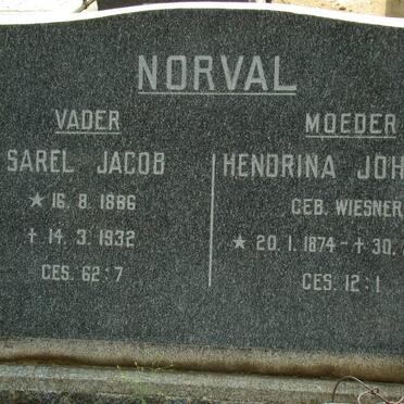 NORVAL Sarel Jacob 1886-1932 &amp; Hendrina Jacoba WIESNER 1874-1946