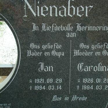NIENABER Jan 1921-1994 &amp; Carolina 1926-1994