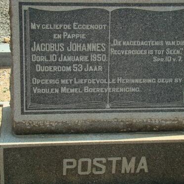 POSTMA Jacobus Johannes -1950