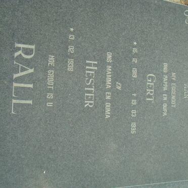 RALL Gert 1919-1995 &amp; Hester 1938-