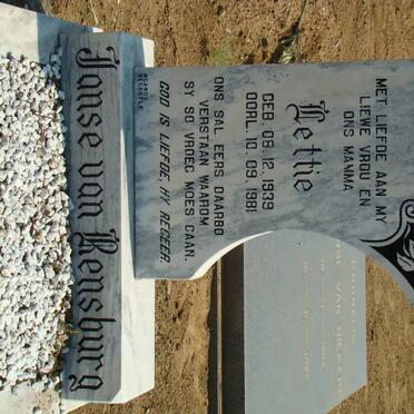 RENSBURG Lettie, Janse van 1939-1981