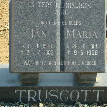 TRUSCOTT Jan 1906-1993 &amp; Maria 1914-1998