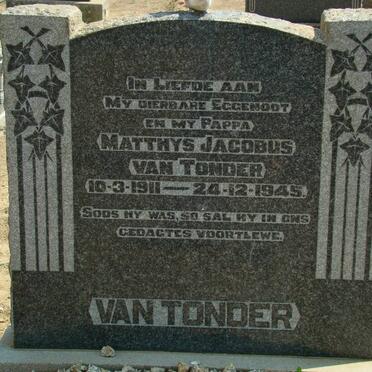 TONDER Matthys Jacobus, van 1911-1945