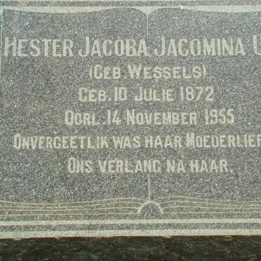 UYS Hester Jacoba Jacomina nee WESSELS 1872-1955