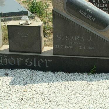 VORSTER Johannes H. 1921-1969 &amp; Susara J BEYTEL 1920-1969