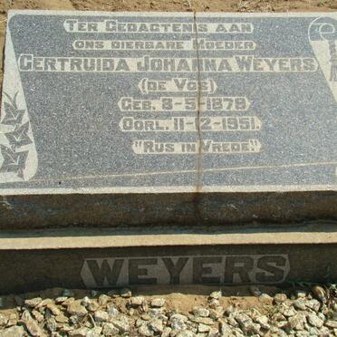 WEYERS Gertruida Johanna nee DE VOS 1879-1951