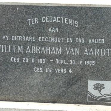 AARDT Willem Abraham, van 1881-1965 